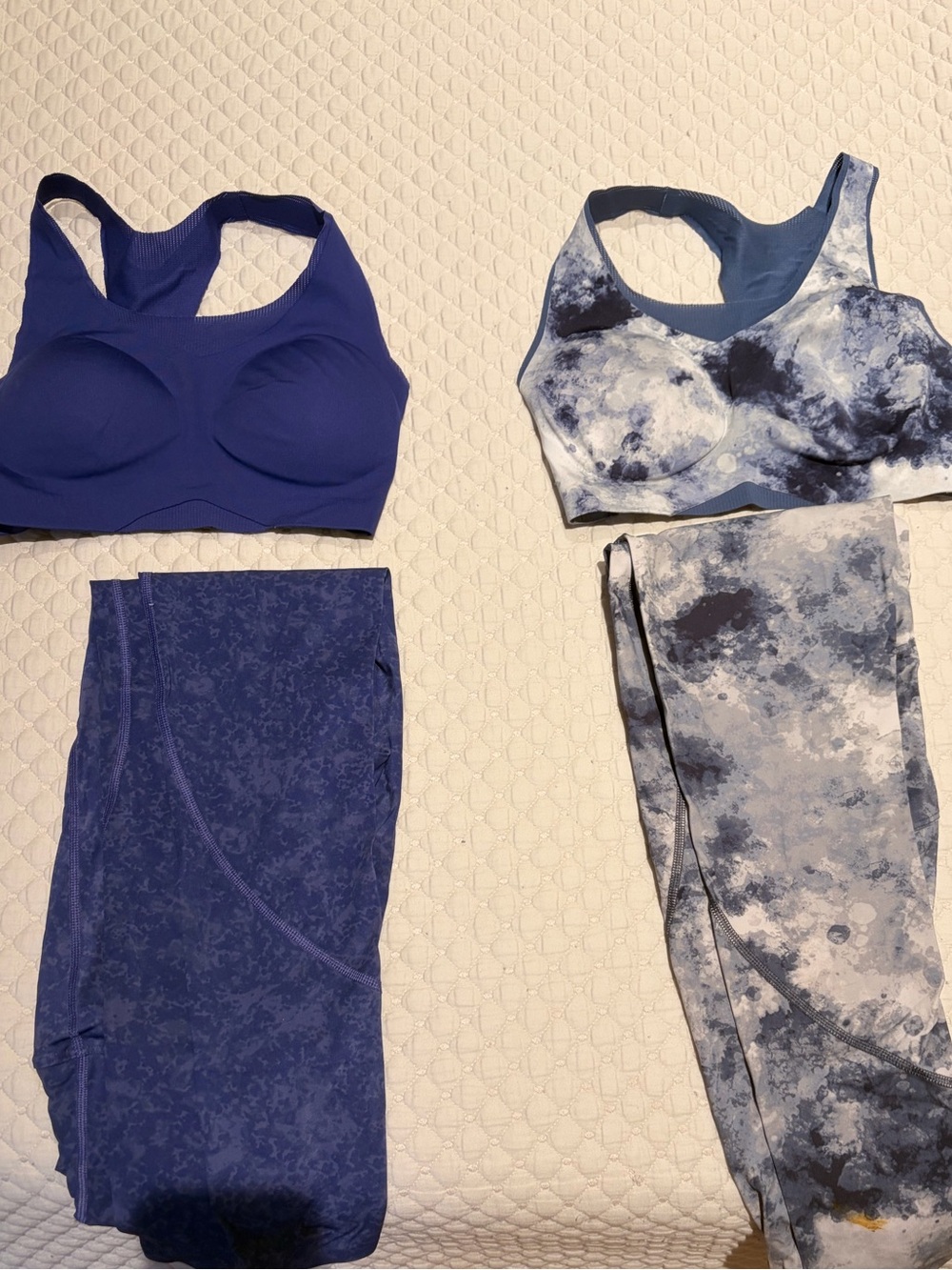 (X2) Soma Blue Solid and Blue Tie-Dye Sports Bra & Leggings Set